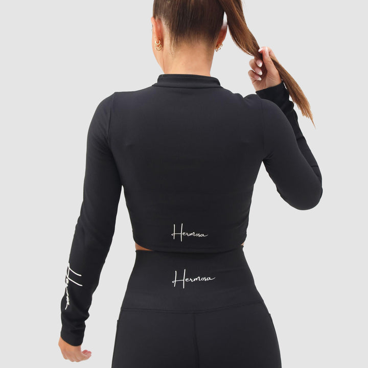 Hermosa Signature Gym Crop Black Long Sleeve