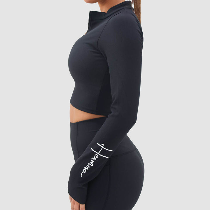 Hermosa Signature Gym Crop Black Long Sleeve