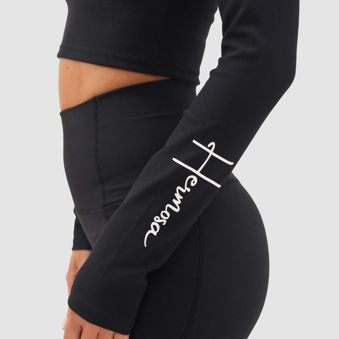 Hermosa Signature Gym Crop Black Long Sleeve