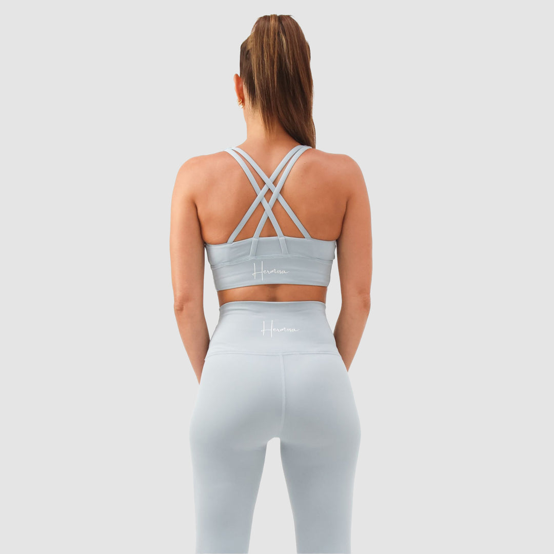 Luna Active Compress and Compact Light Blue-Grey Sports Bra