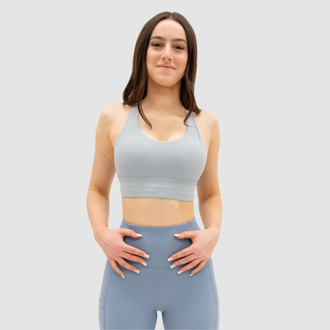 Luna Active Compress and Compact Light Blue-Grey Sports Bra