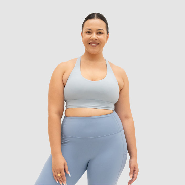 Luna Active Compress and Compact Light Blue-Grey Sports Bra