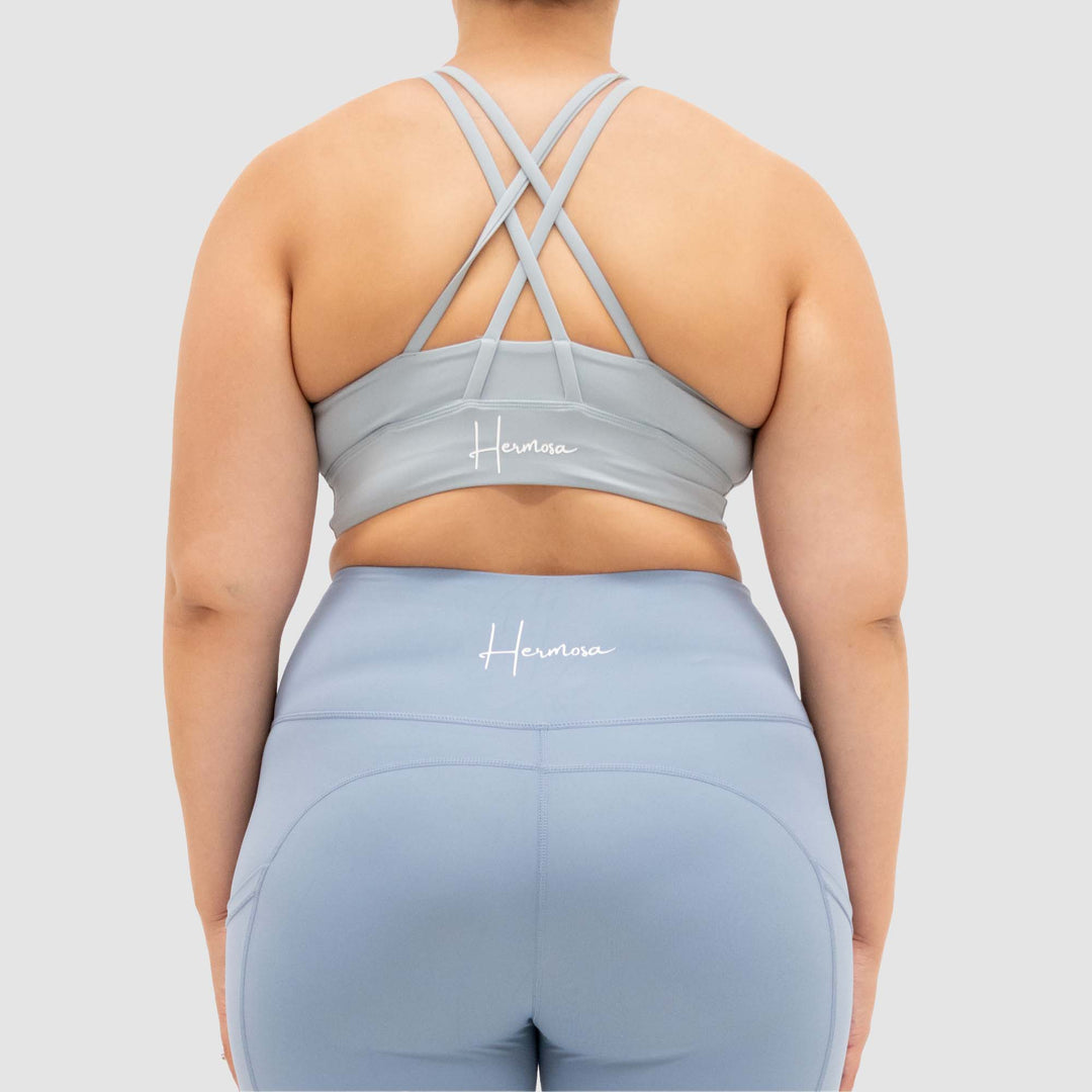 Luna Active Compress and Compact Light Blue-Grey Sports Bra