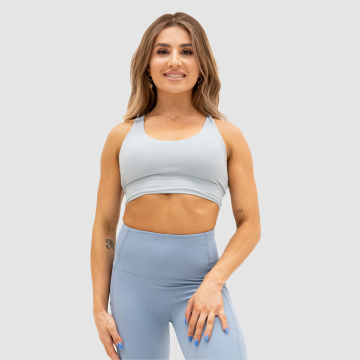 Luna Active Compress and Compact Light Blue-Grey Sports Bra