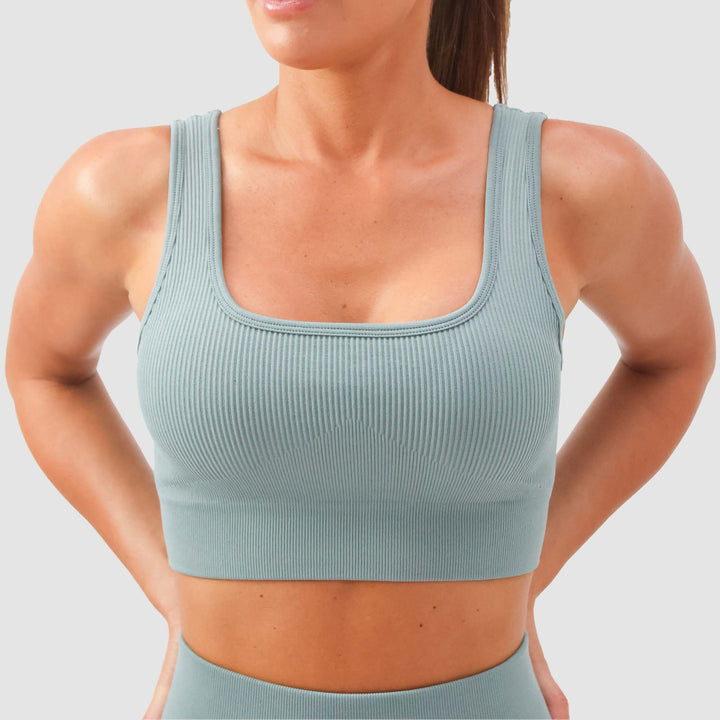 Scarlet Ribbed Green Sports Bra